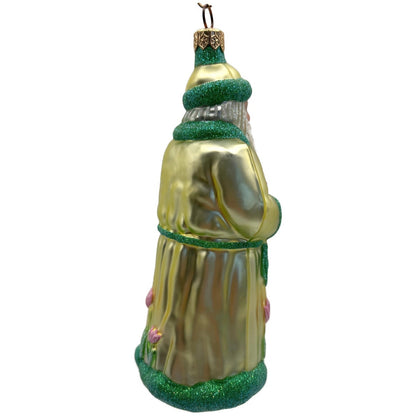 Patricia Breen Santa Dreams of Spring Yellow Pink Flowers Christmas Ornament