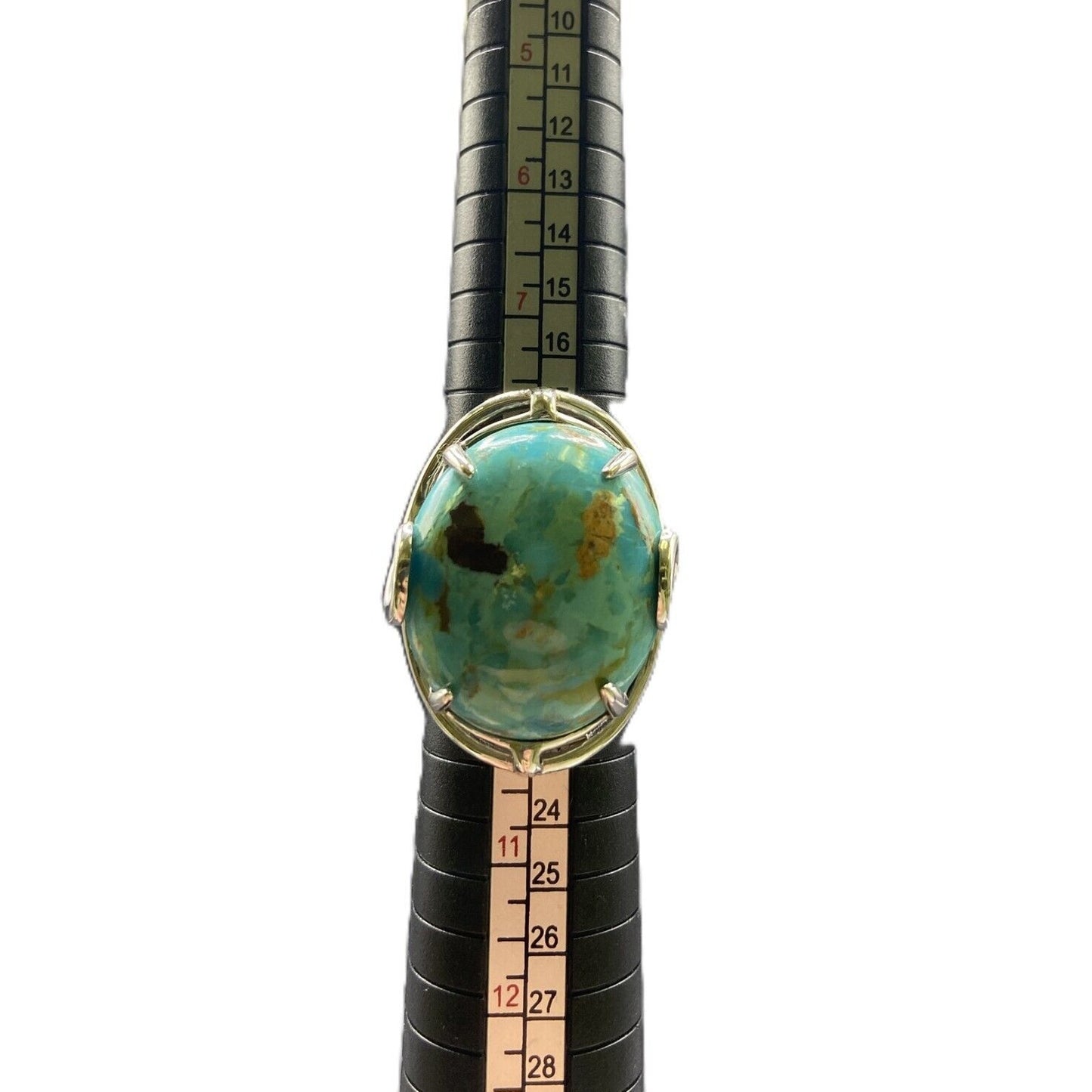 NF 925 Sterling Silver Ring Turquoise Oval Cabochon Blue Stone Size 9 Thailand