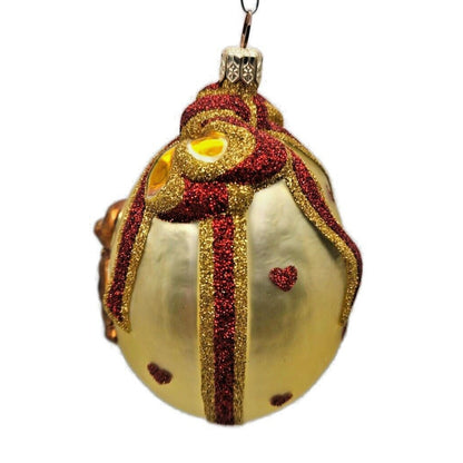 Patricia Breen Caseys Egg Hearts Teddy Bear Ribbon Gold Christmas Tree Ornament