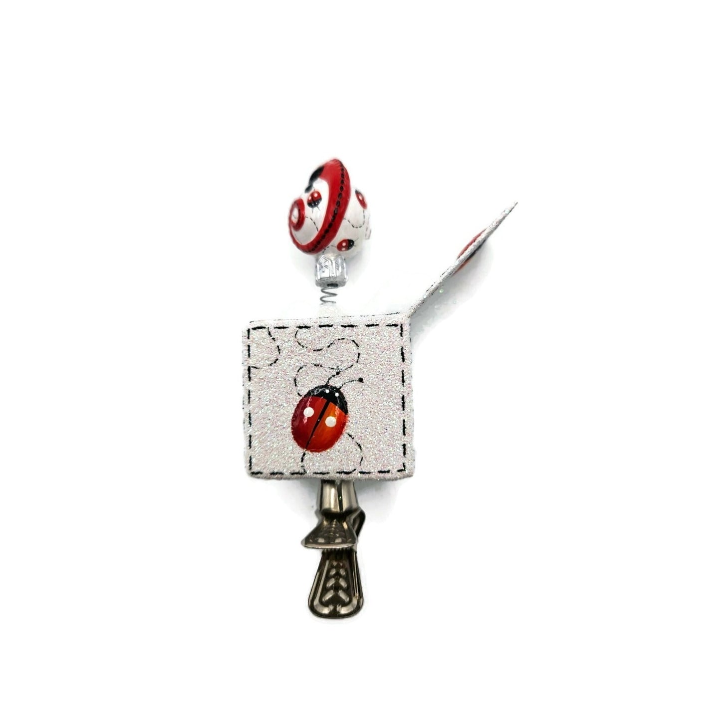 Patricia Breen Pop Goes the Chameleon Ladybugs Clip On Christmas Ornament 2782