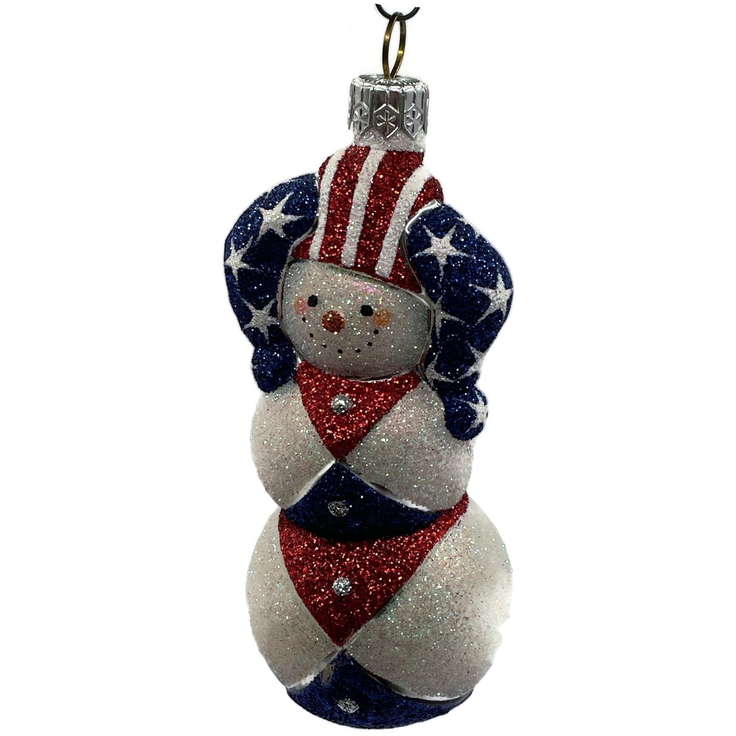 Patricia Breen Harlequin Snowman Patriotic Stars Stripe Christmas Tree Ornament