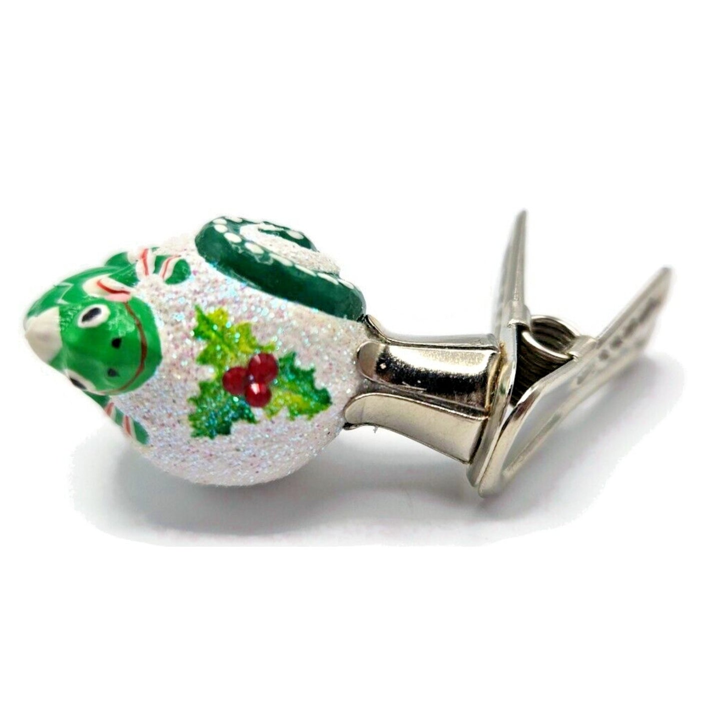Patricia Breen Petite Miniature Chameleon Holly Christmas Clip On Ornament 2782