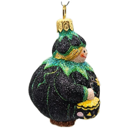 Patricia Breen Trickster Pumpkin Back Black Orange Glass Halloween Ornament 2651