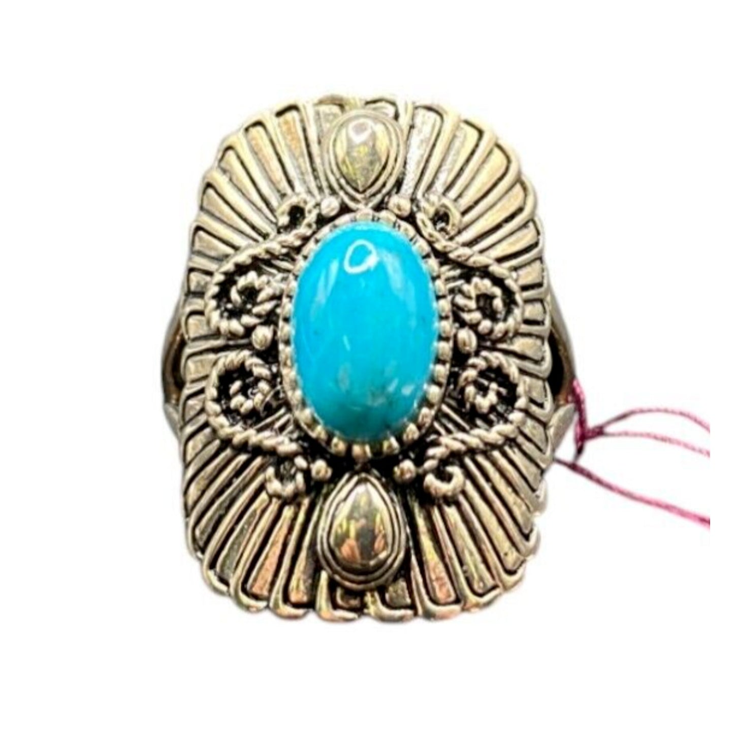 BBJ Ring Sleeping Beauty Turquoise Gemstone Oval 925 Sterling Silver Size 8