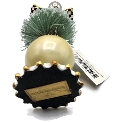 Mackenzie Childs Home Sweet Snow Bottle Brush Tree Mini Green Courtly Check Bow