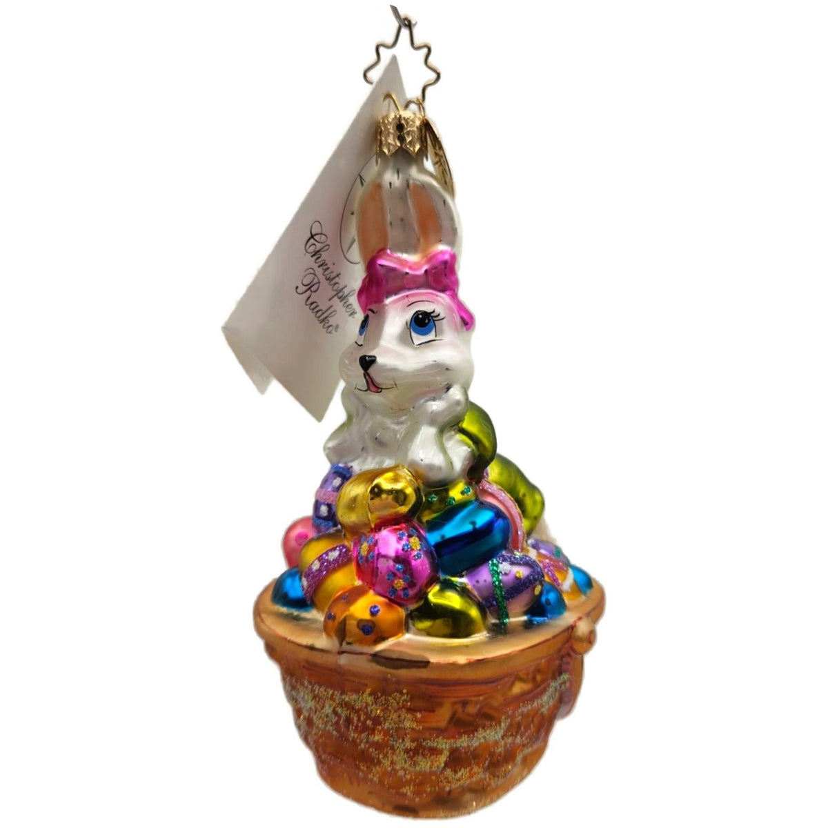 Christopher Radko Bunny Flirt Easter Bunny Egg Basket Ornament 02-0230-0