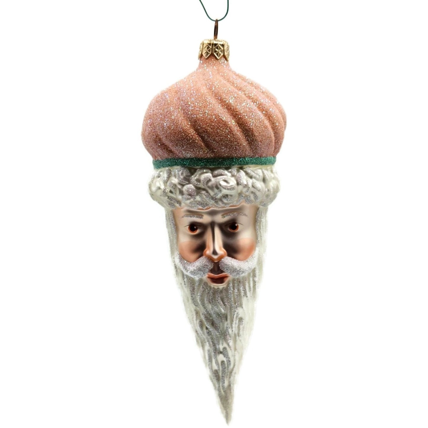 Patricia Breen Minsk Santa Claus Head PeachGlitter Christmas Tree Ornament