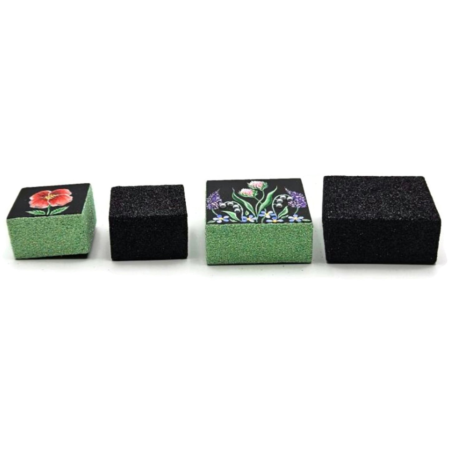 Patricia Breen Presenting Black Floral Blocks Free Standing Christmas Ornament