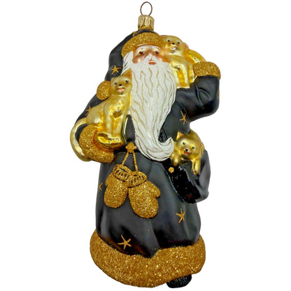 Patricia Breen Stanzi's Kittens Black Santa Cats Stars Christmas Ornament 2097