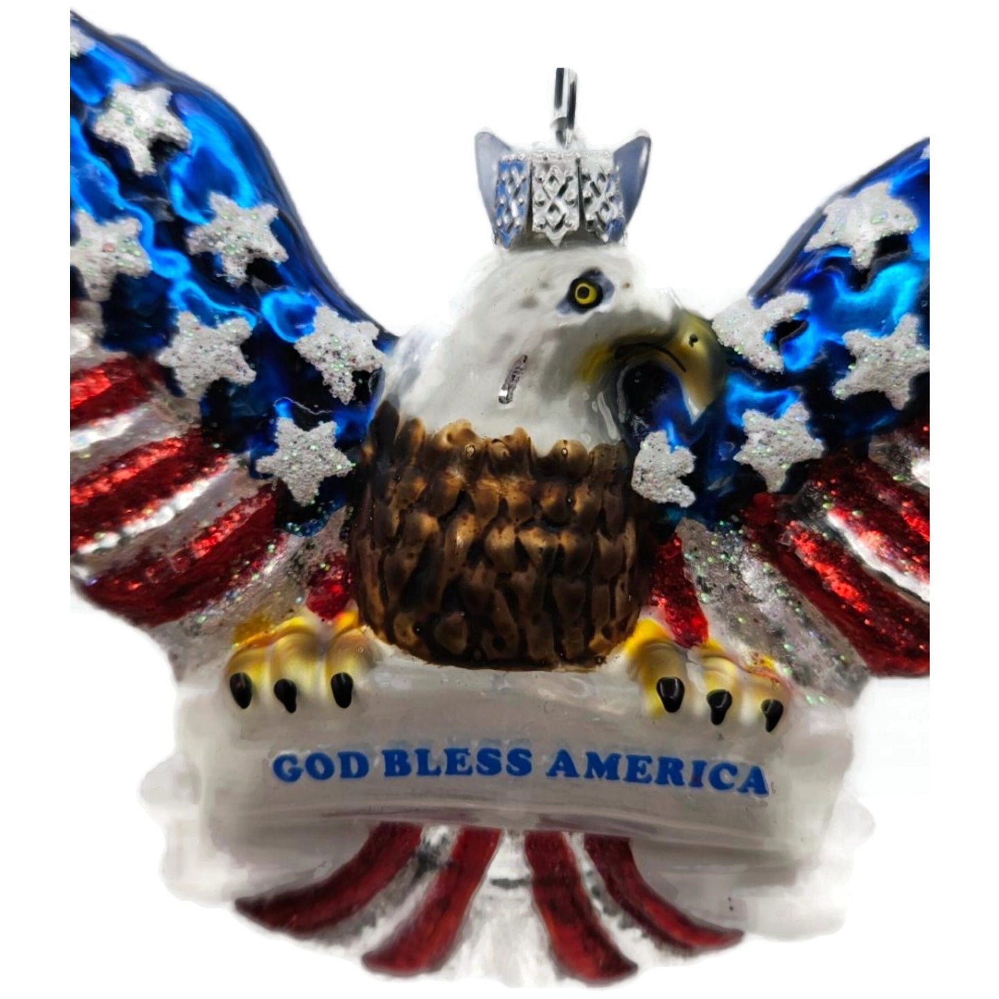 Patriotic Eagle God Bless America Christmas Tree Ornament Kurt Adler Noble Gems