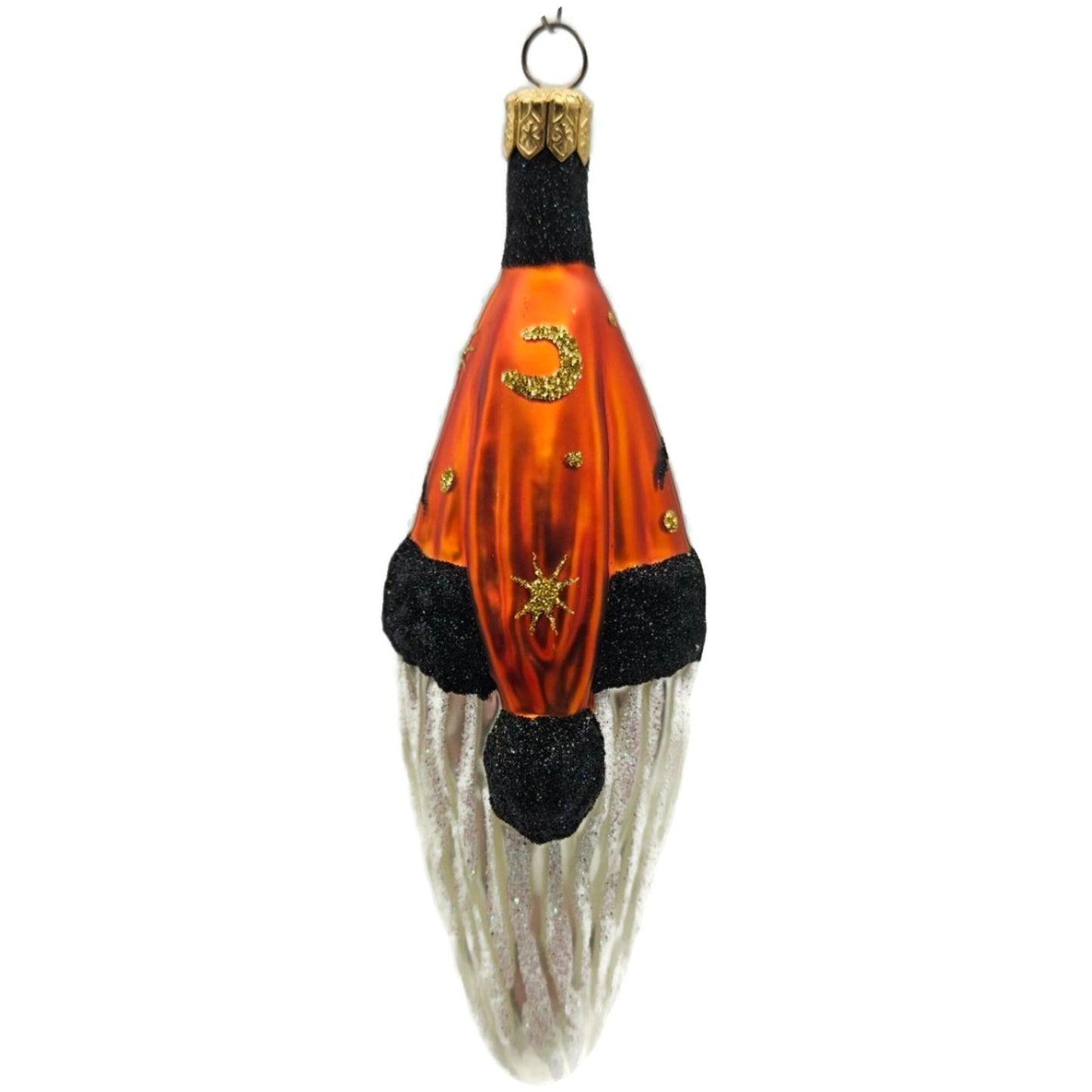 Patricia Breen Faux Fur Santa Head Moons Orange Stars Halloween Ornament 9610