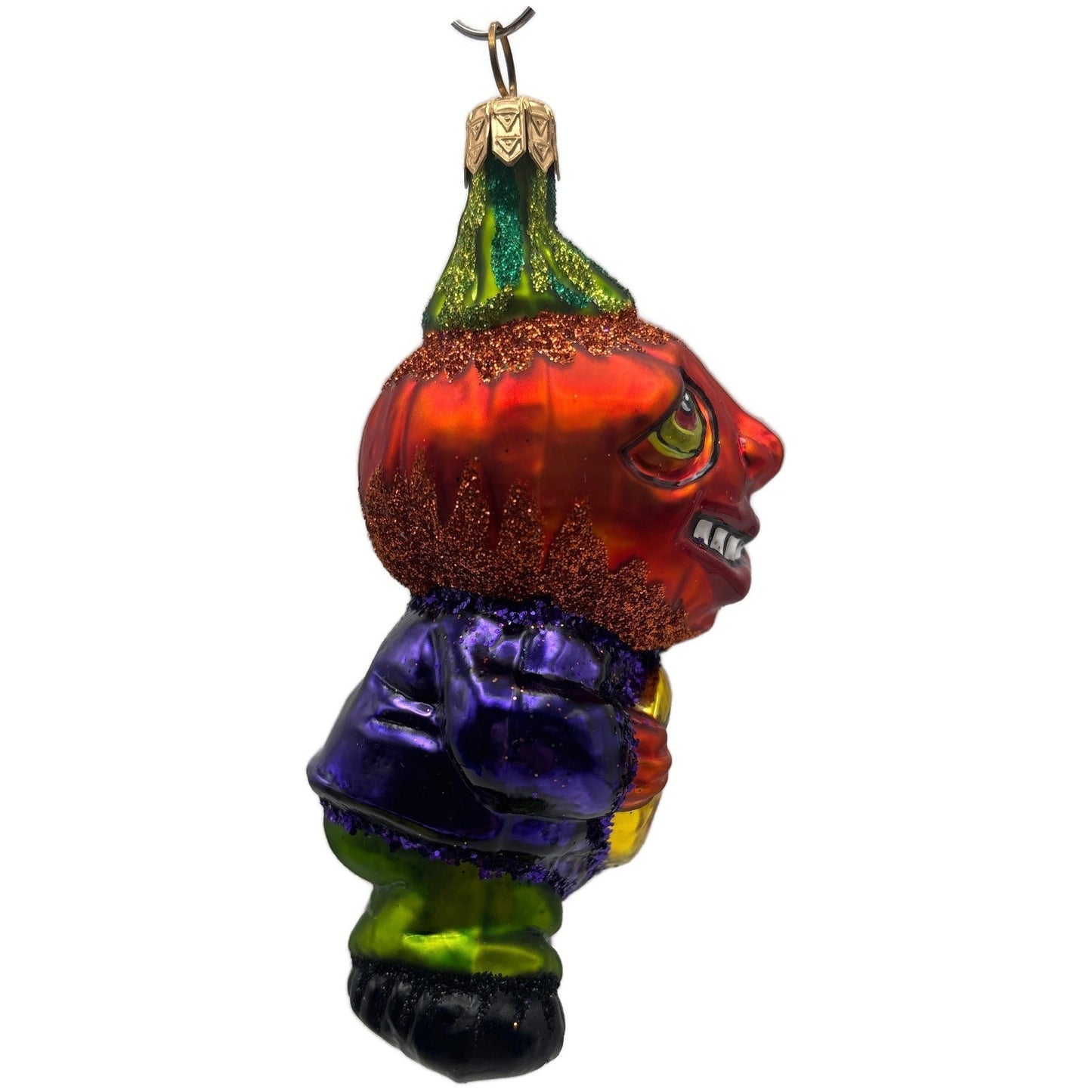 Slavic Treasures Moonlight Goblin Orange Pumpkin Halloween Ornament 00-268-A