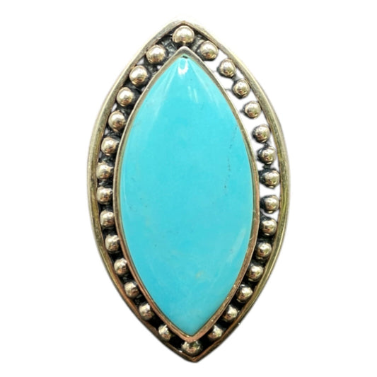 925 Sterling Silver Ring Blue Turquoise Marquise Gemstone Made in Thailand 8