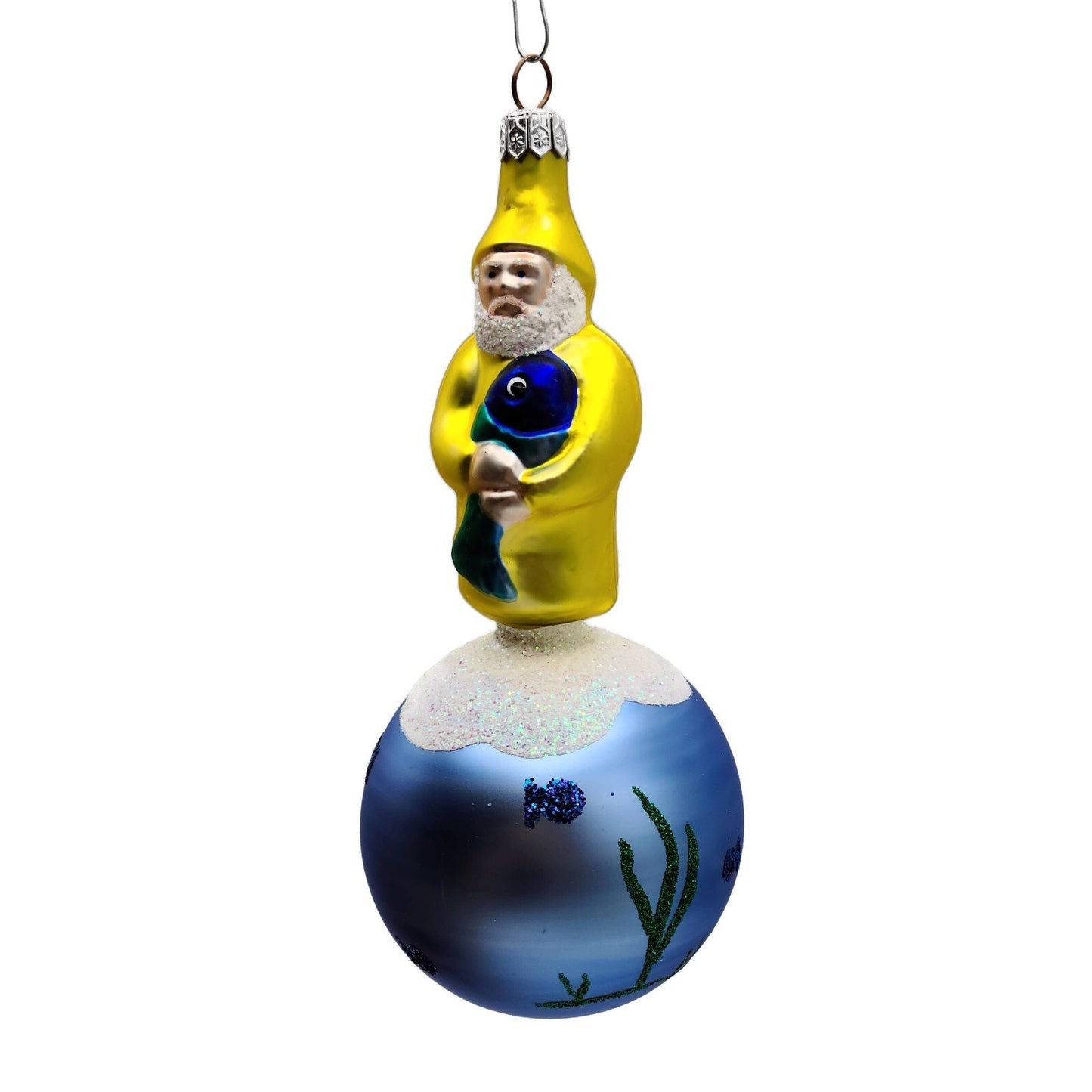 Patricia Breen Marinista Santa Matte Ball Fish Seaweed Nautical Tree Ornament