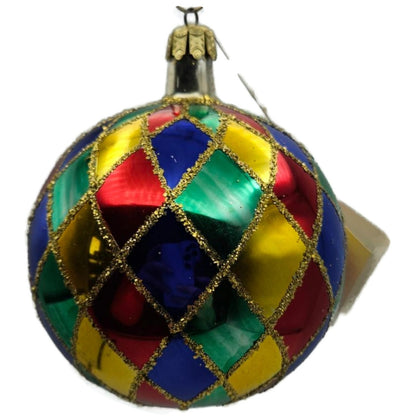 Christopher Radko Carnival Harlequin Ball Orb Christmas Tree Ornament