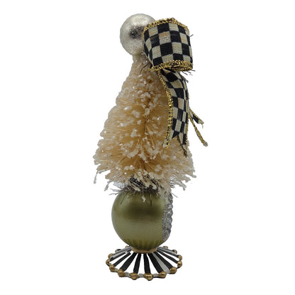 Mackenzie Childs Home Sweet Snow Bottle Brush Tree Mini Yellow Courtly Check