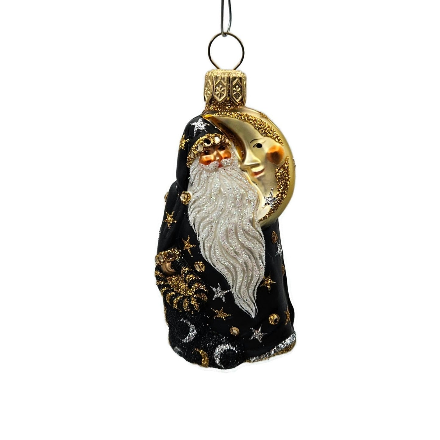 Patricia Breen Santa de la Lune Black Moons Stars Christmas Holiday Ornament