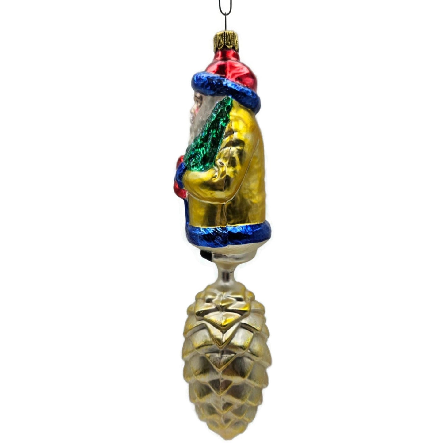 Christopher Radko Pine Cone Santa Bavarian Drop Christmas Tree Ornament 93-142-0