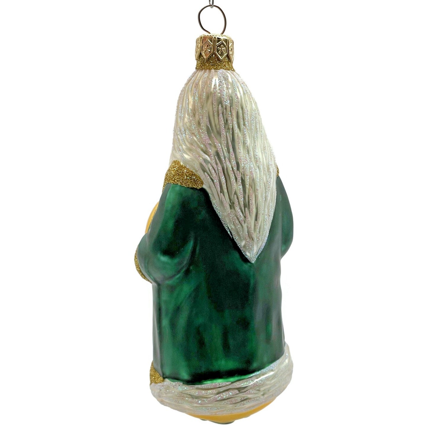 Patricia Breen Round Midnight Green Santa Claus Father Time Christmas Ornament
