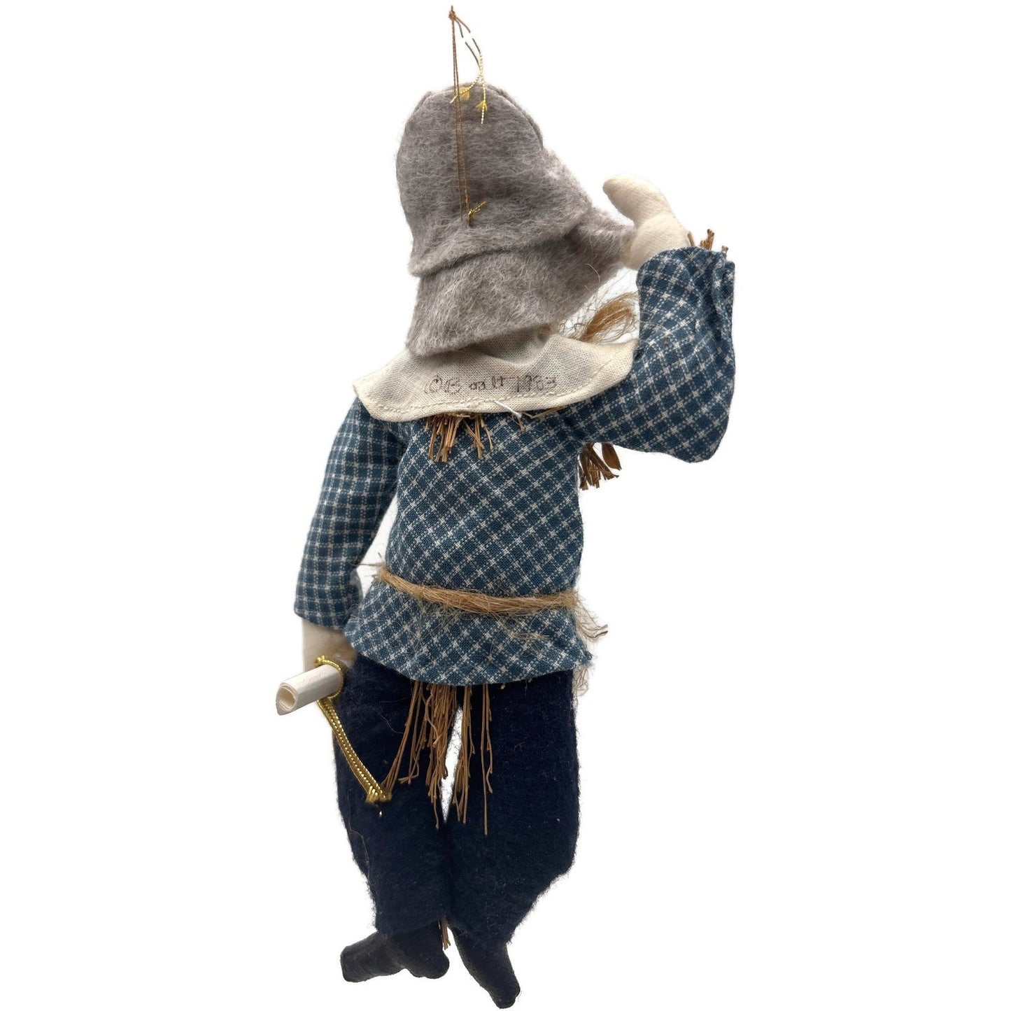 Gladys Boalt Scarecrow Wizard Of Oz Blue Fabric Christmas Tree Ornament Signed
