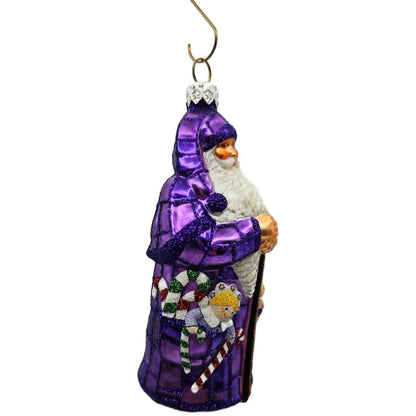 Patricia Breen Patchwork Santa Noel Purple Plaid Christmas Tree Ornament CATZ