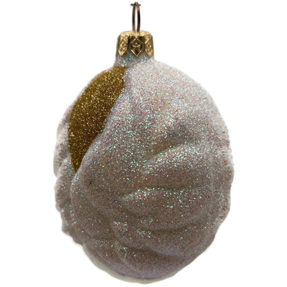 Patricia Breen Angel of Light Glittered Gold White Medallion Christmas Ornament
