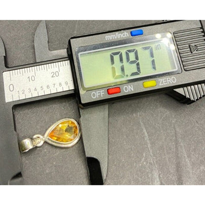 Natural Sunny Citrine Pear Shaped Pendant Yellow Gemstone 925 Sterling Silver