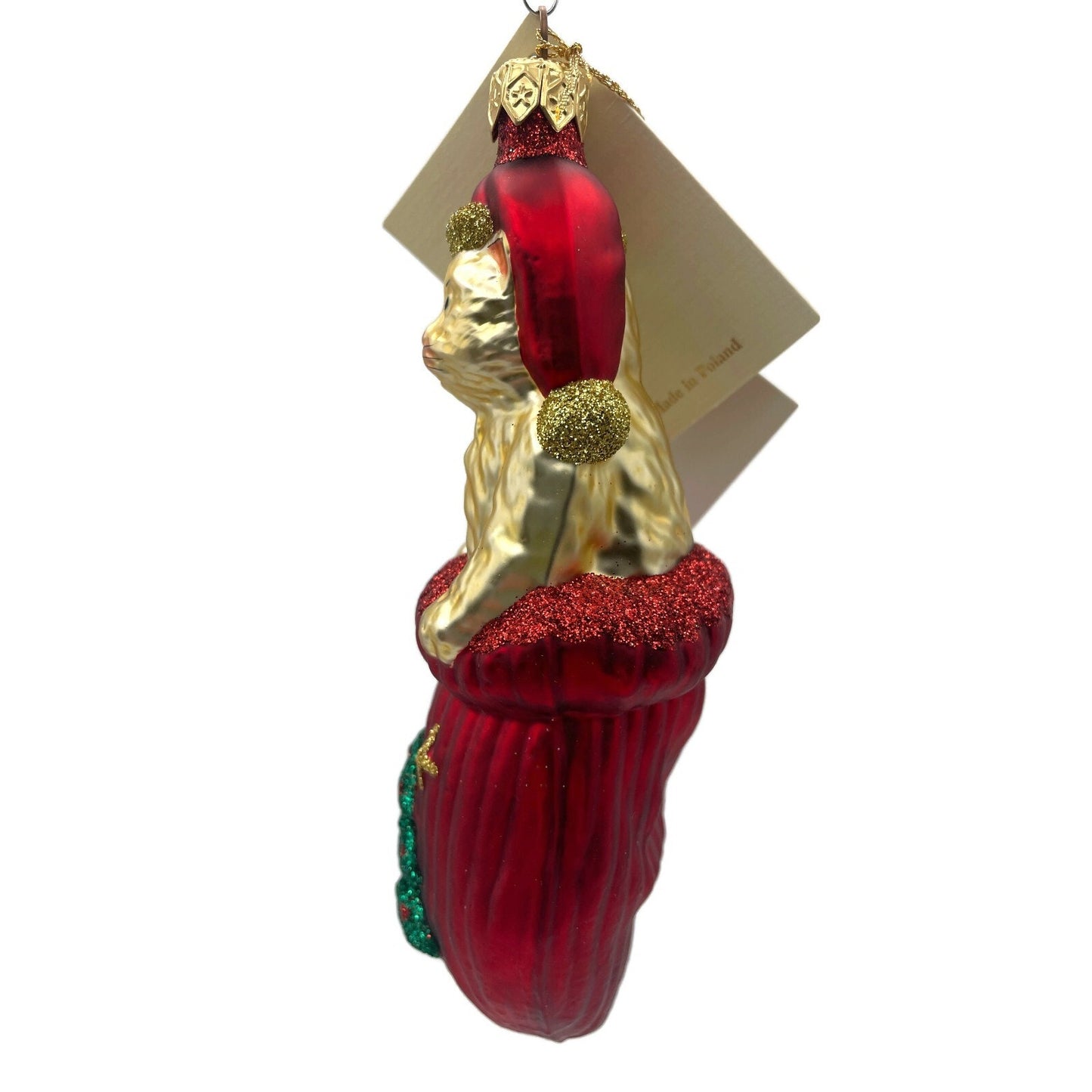 Patricia Breen Kitten in a Mitten Red Gold Christmas Holiday Tree Ornament