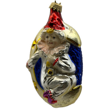 Christopher Radko Mooning Over You Clown Moon Glass Christmas Ornament 94-106-0