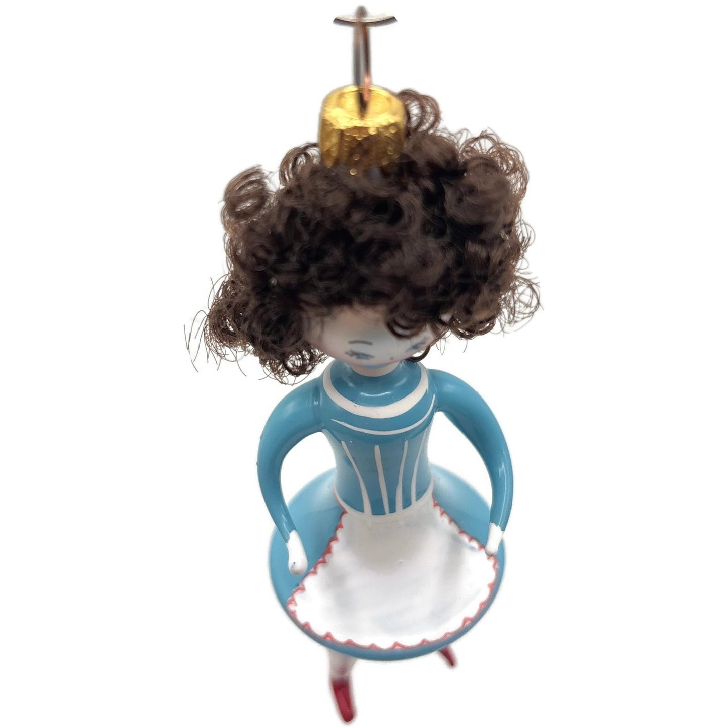 Soffieria De Carlini Maid White Blue Outfit Glass Italian Christmas Ornament