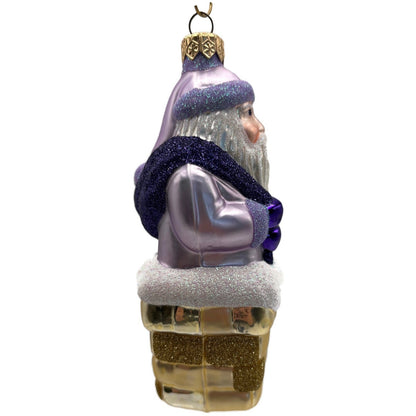 Patricia Breen Here Comes Santa Claus Lavender Gold Chimney Christmas Ornament