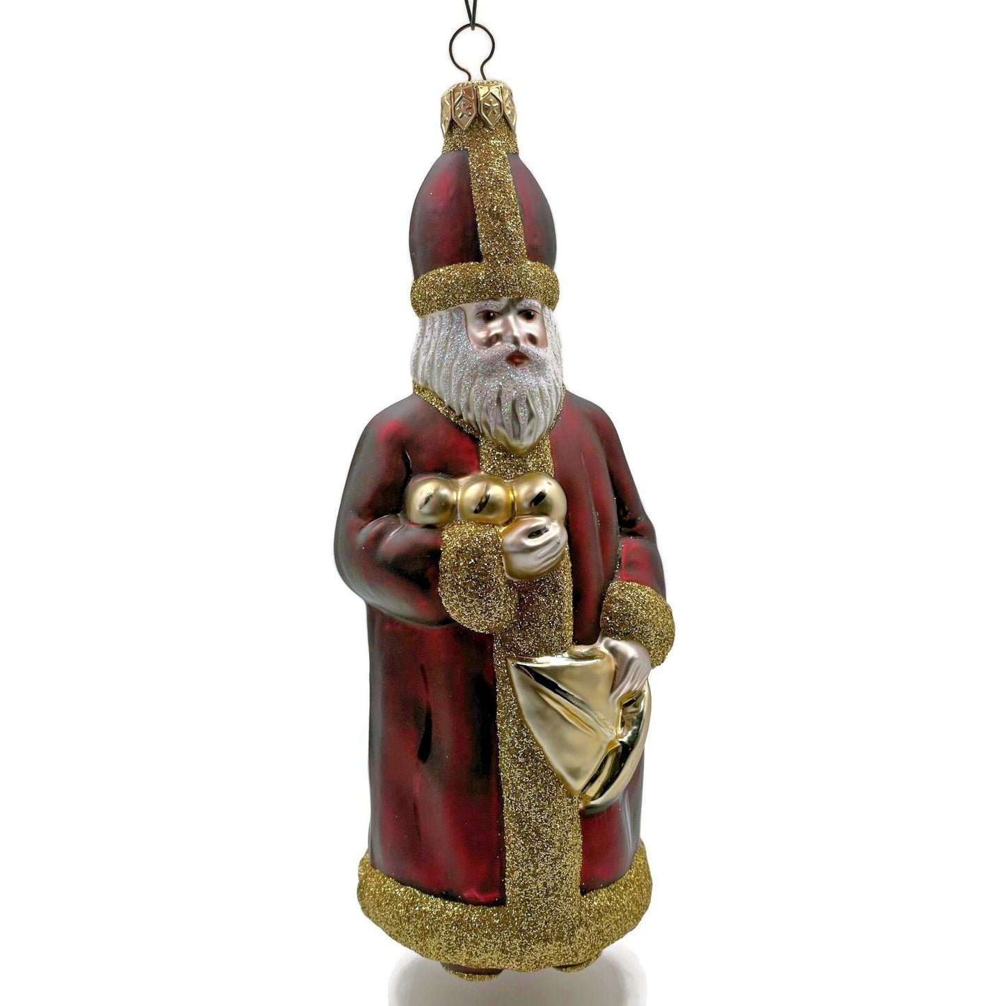 Patricia Breen Saint Nicholas Bordeaux Gold Glitter Christmas Tree Ornament