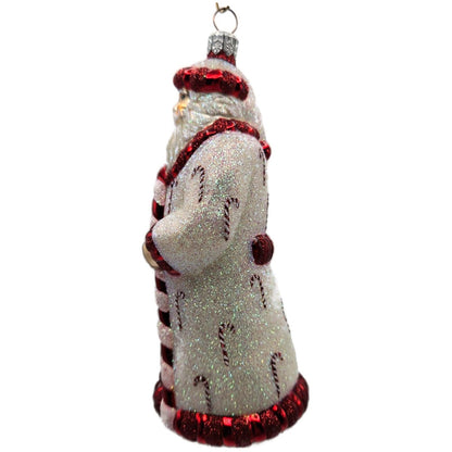 Patricia Breen Candy Cane Claus White Red Glittered Red Trim Christmas Ornament