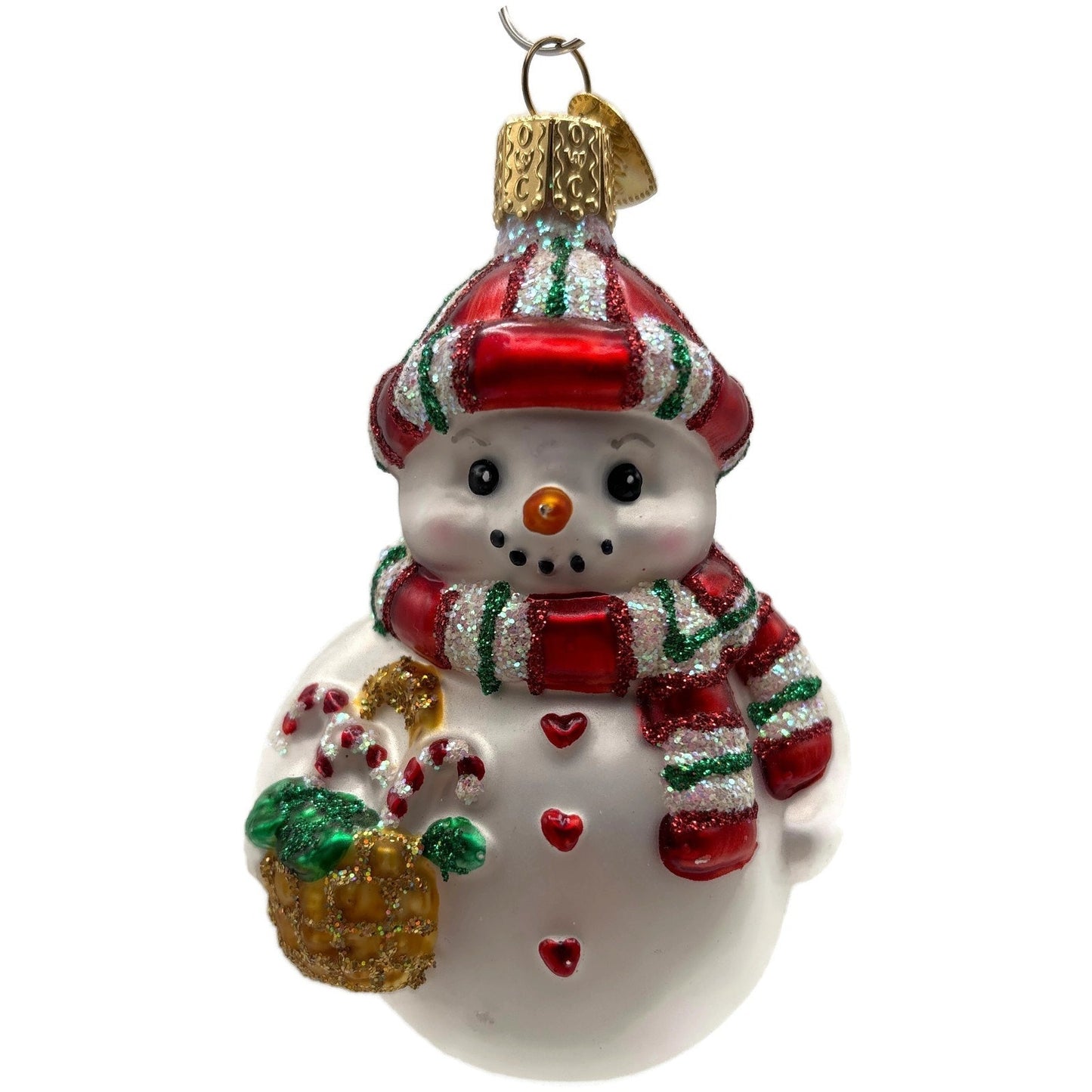 Old World Christmas Sweetie Pie Snowman Glitter Glass Christmas Tree Ornament
