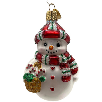 Old World Christmas Sweetie Pie Snowman Glitter Glass Christmas Tree Ornament