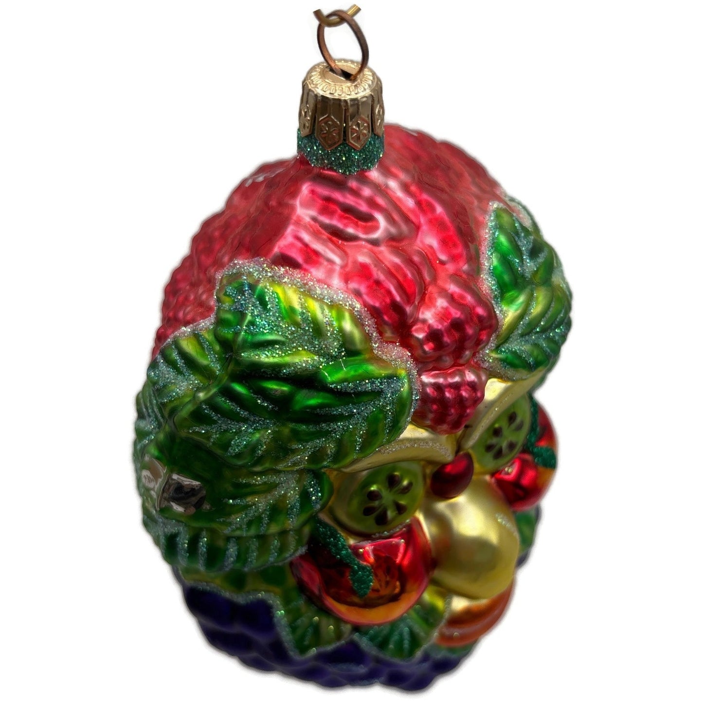 Patricia Breen Arcimbaldi Santa II Fruit Green Background Christmas Ornament