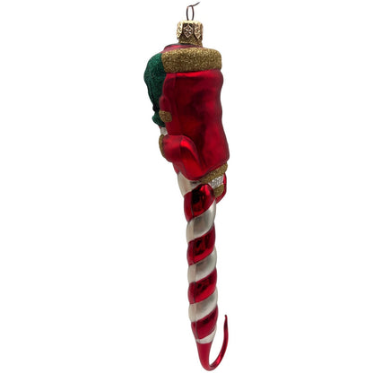Patricia Breen Peppermint Santa Red White Matte Candy Cane Christmas Ornament