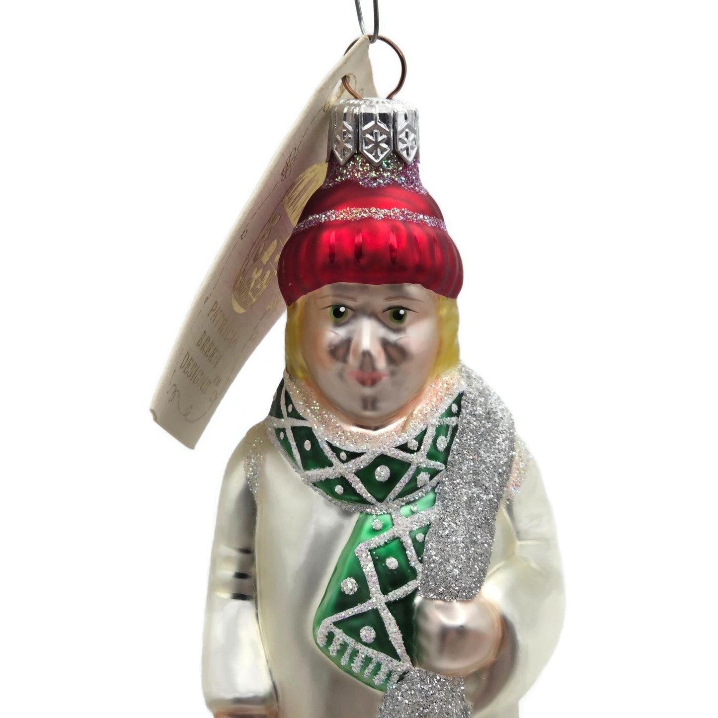 Patricia Breen Jack Frost Boy Red Snowflake Winter Glass Christmas Tree Ornament