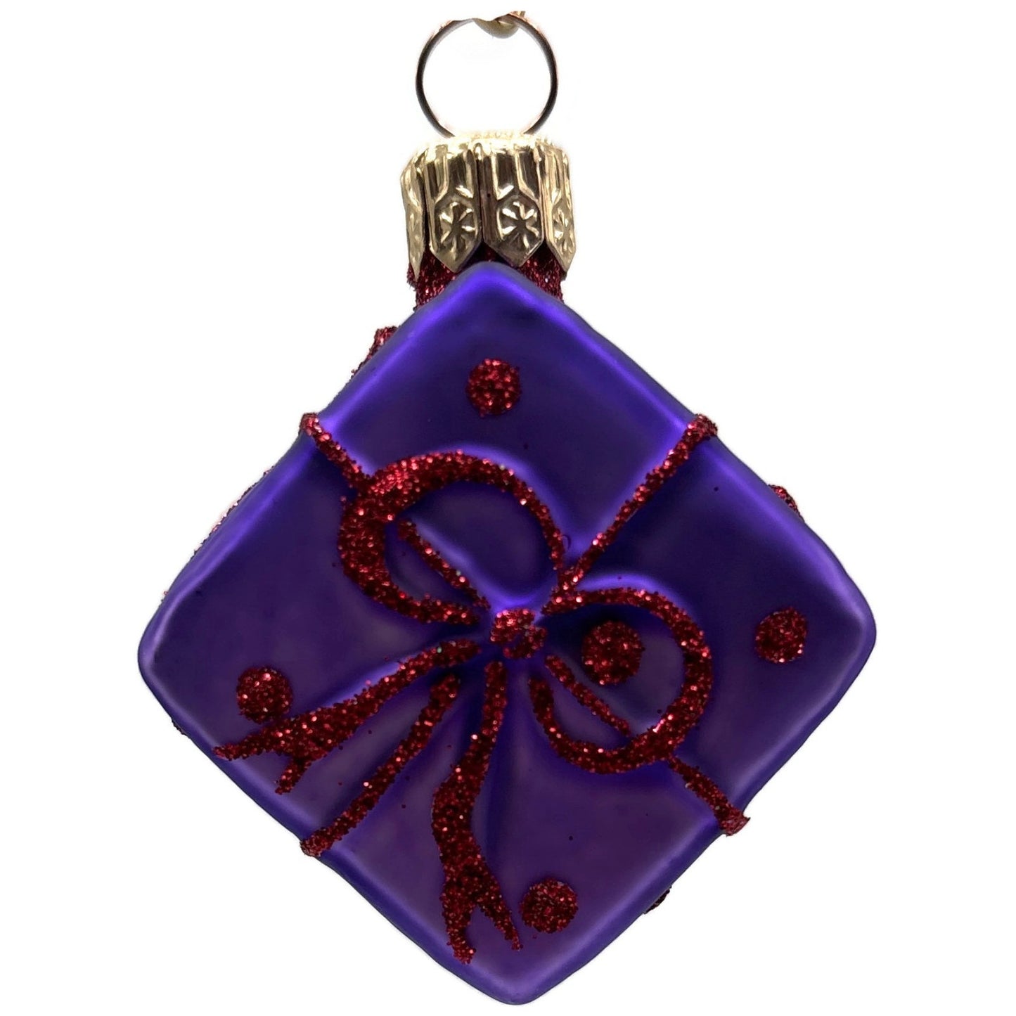 Patricia Breen Beribboned Present Purple Red Polka Dots Gift Christmas Ornament