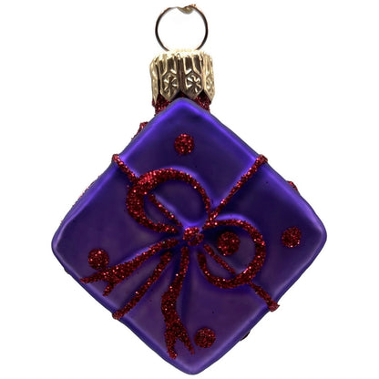 Patricia Breen Beribboned Present Purple Red Polka Dots Gift Christmas Ornament