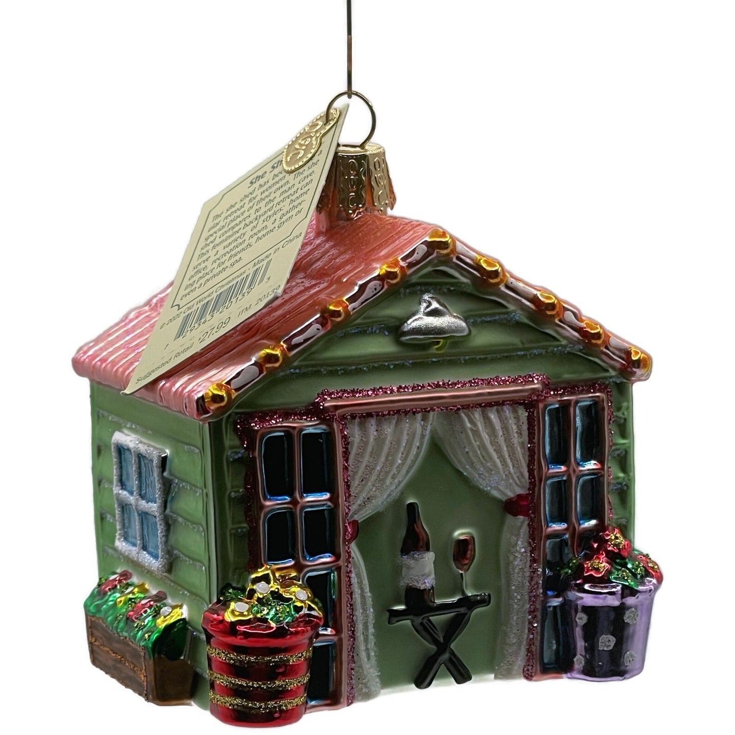 She Shed Ornament Old World Christmas Garden Yard Blown Glass Christmas Tree OWC