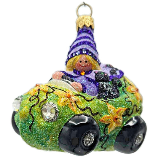 Patricia Breen Witch Way Green Lavender Hat Halloween Christmas Tree Ornament NM