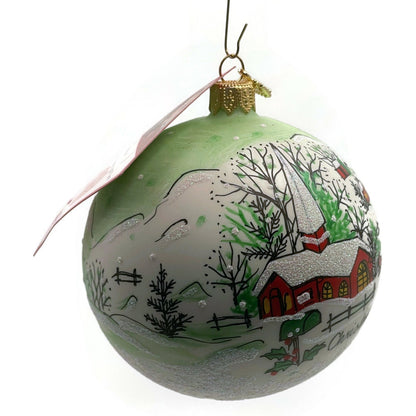 Heartfully Yours Orb Winter Valley Scenery Village Snow Christmas Tree Ornament
