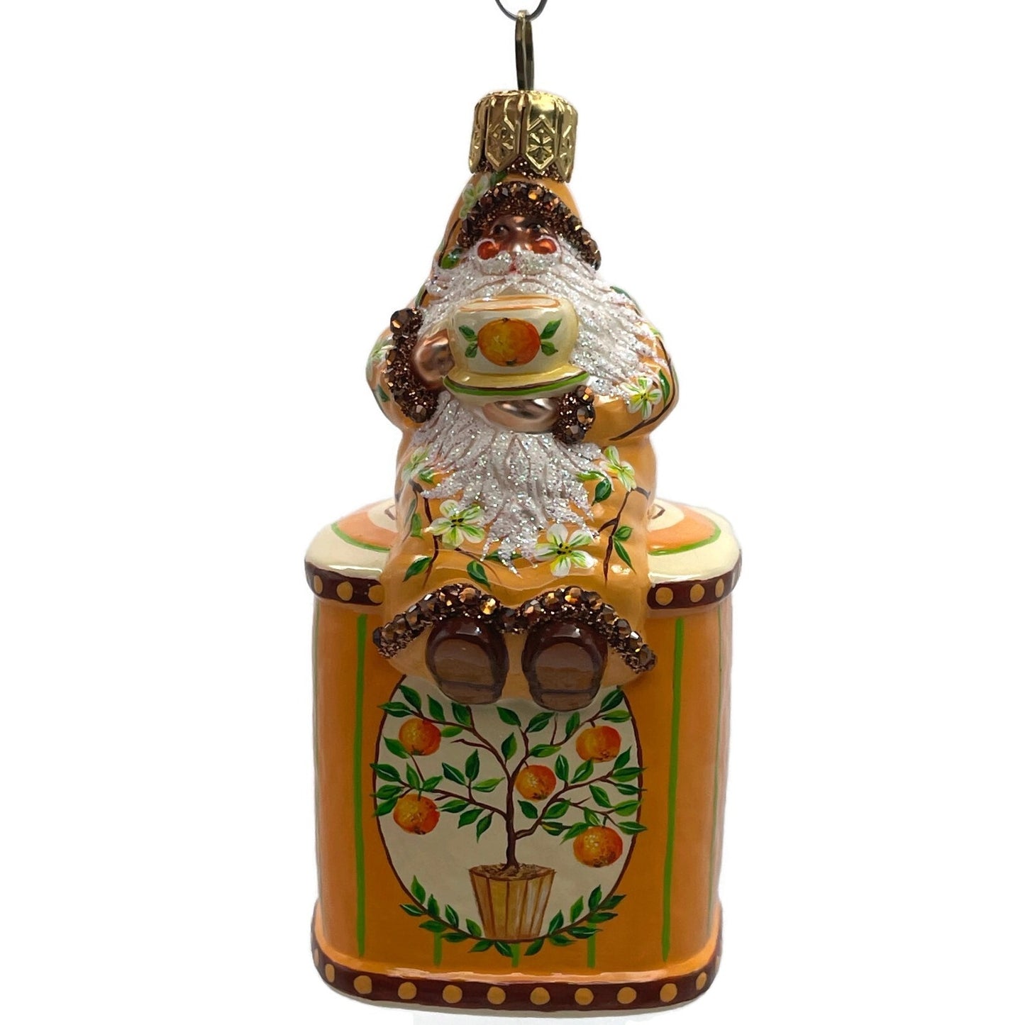 Patricia Breen Tea Time Santa Orange Spice Spring Christmas Holiday Ornament