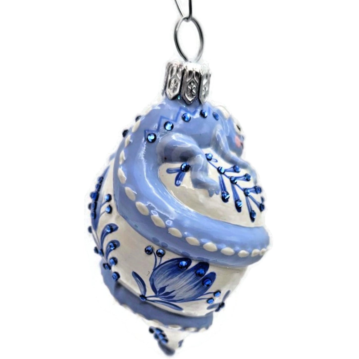 Patricia Breen Topping Chameleon Summer Blue Flower Spring Christmas Ornament