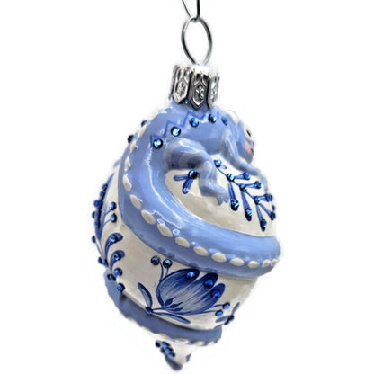 Patricia Breen Topping Chameleon Summer Blue Flower Spring Christmas Ornament