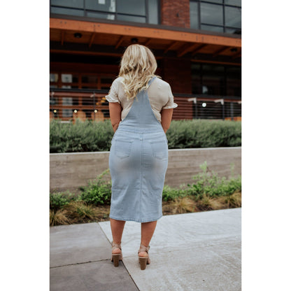 Denim Overall Dress Light Indigo Blue The Esther Women’s Small Boutique Fashion