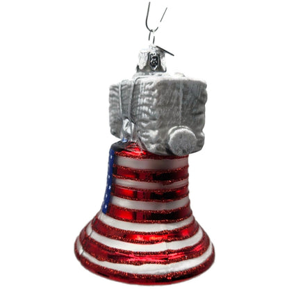 Liberty Bell Patriotic July 4th Christmas Ornament Kurt Adler Noble Gems Red