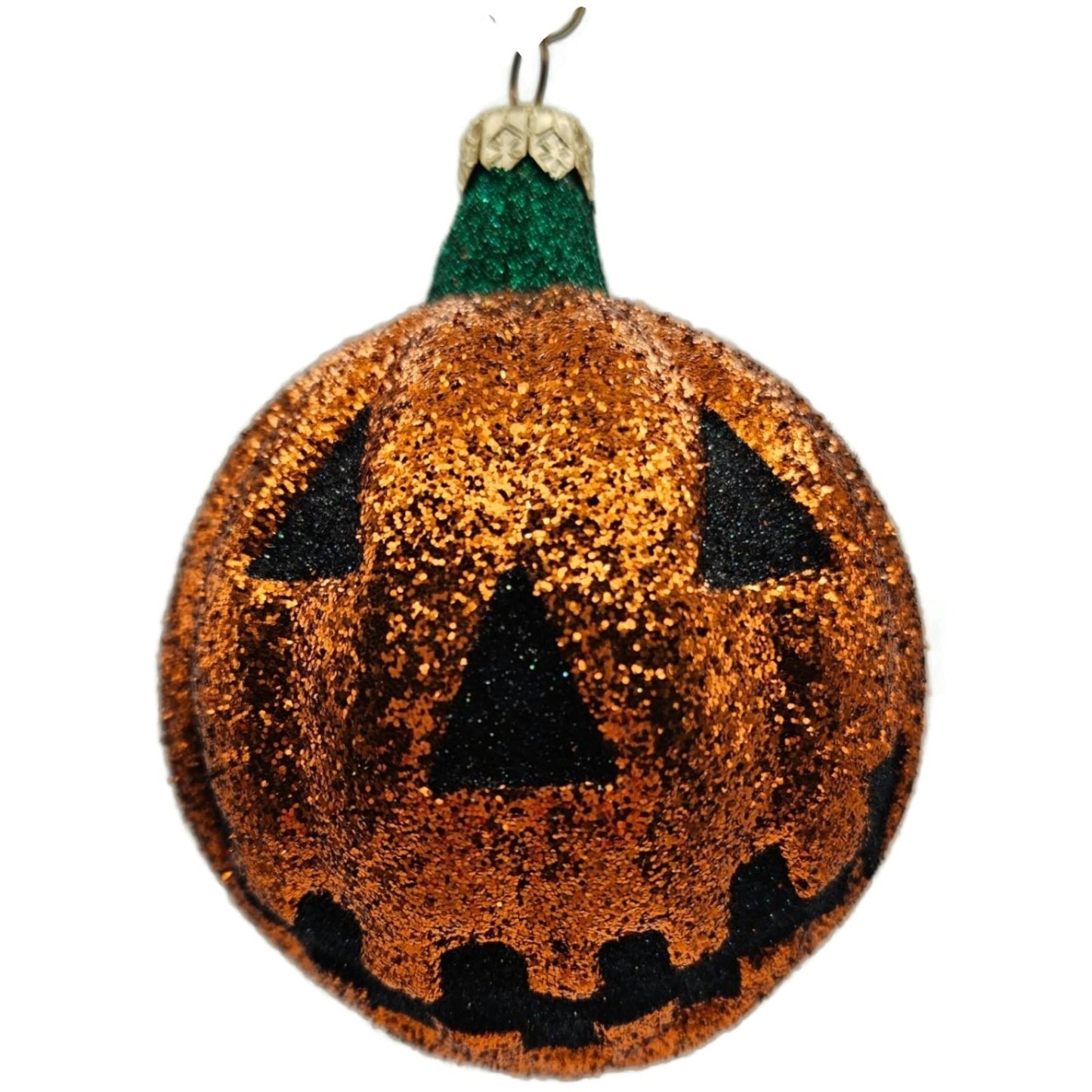 Patricia Breen Classic Pumpkin Orange Glitter Black Face Halloween Ornament CATZ