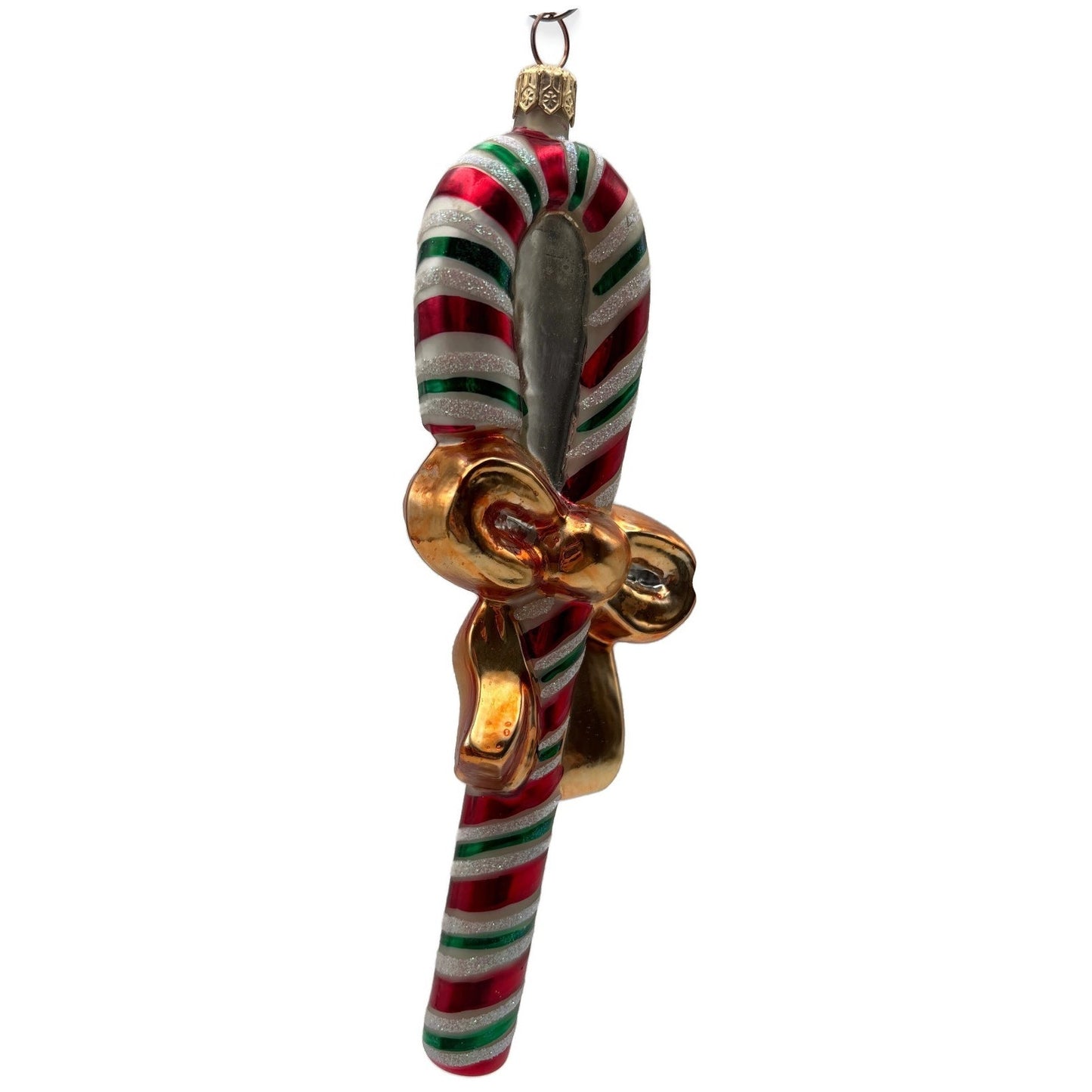 Christopher Radko Candy Wrap Gold Bow Stiped Christmas Tree Ornament 99-002-0